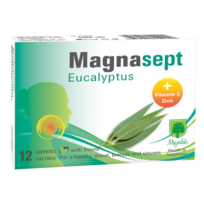 МАГНАСЕПТ Пастили за гърло ЕВКАЛИПТ х 12 броя МАГНАЛАБС | Magnalabs Magnasept