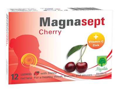 МАГНАСЕПТ Пастили за гърло ЧЕРЕША х 12 броя МАГНАЛАБС | Magnalabs Magnasept