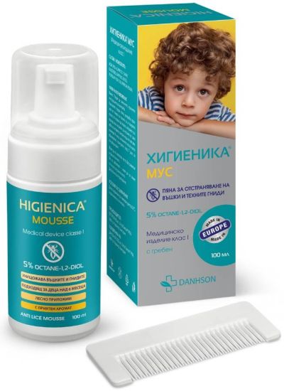 ХИГИЕНИКА МУС Пяна против въшки х 100 мл + гребенче ДАНСОН | DANHSON Higienica