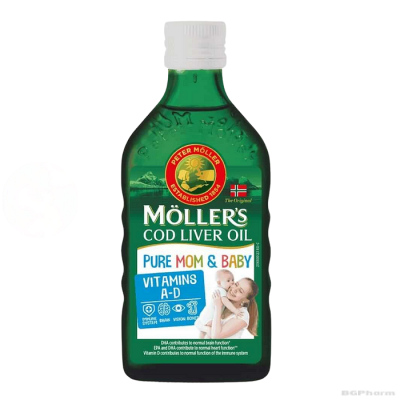 МЬОЛЕРС Омега 3 Рибено масло МАМА и БЕБЕ х 250 мл течно | Mölers Fish Oil