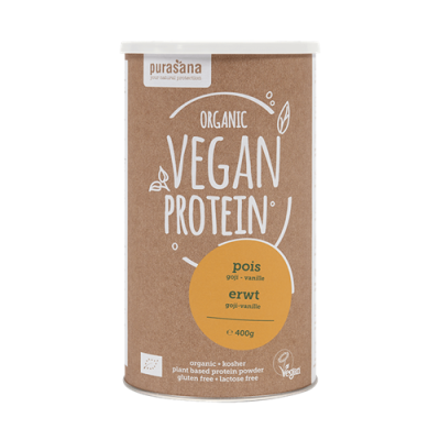 Грахов протеин ВЕГАН БИО х 400 гр с вкус на годжи бери и ванилия PURASANA |Pea Protein Organic