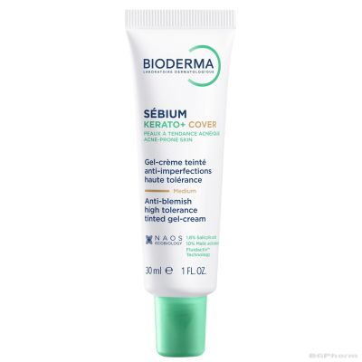 Биодерма СЕБИУМ Керато + КАВЪР тониран гел - крем 30 мл | Bioderma Sebium Kerato + Cover