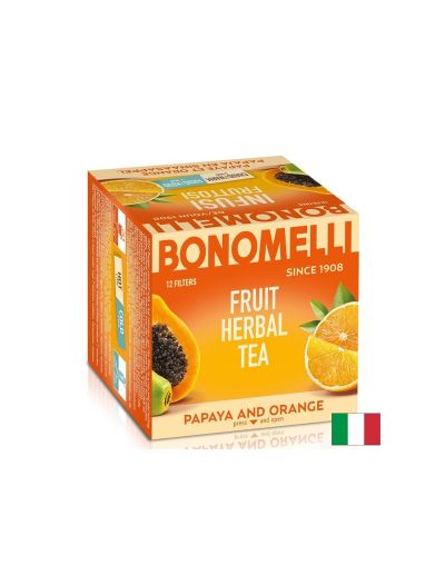 Плодов чай с хибискус, папая и портокалова кора х 12 пакетчета BONOMELLI | Papaya & Orange peel herbal tea