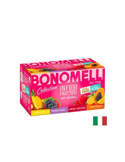 Плодов чай с микс малина, ягода, папая, ананас х 20 пакетчета BONOMELLI
