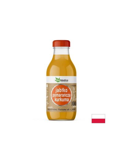 Ябълка + Портокал + Куркума сок за тонус и антиоксидант х 300 мл Ekamedica