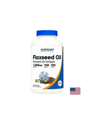Ленено масло 1200 мг х 120 капсули Nutricost | Flaxseed Oil