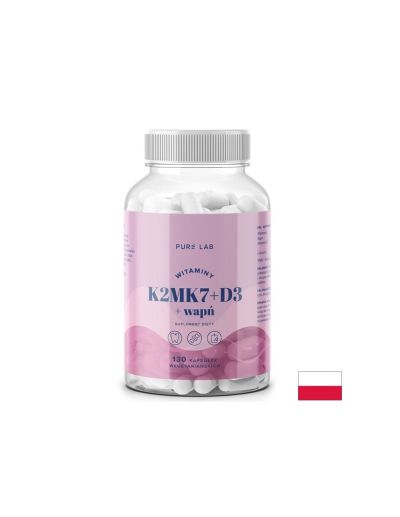 Витамин Д3 1000 IU + К2 37.5 мкг + Калций х 130 капсули AURA HERBALS | D3 + K2 + Calcium