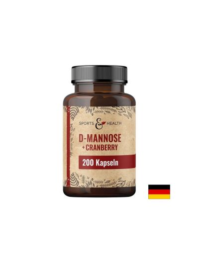 Д-маноза 500 мг + Червена боровинка 500 мг х 200 капсули Sports & Health Solutions | D-Mannose & Cranberry