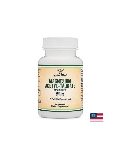 Магнезий ацетил таурат х 60 капсули Double Wood | Magnesium Acetyl taurate TAURO-MAG®