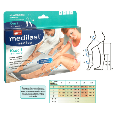 Чорап за разширени вени МЕДИЛАСТ 3/4, I компресия МЕДИКА | MEDICA 