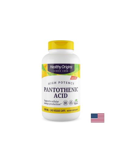 Пантотенова киселина ( Витамин Б5 ) 500 мг х 240 веган капсули Healthy Origins | Pantothenic acid