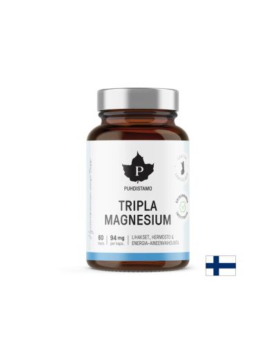 Магнезий ( малат, бисглицинат, таурат ) 94 мг х 60 капсули PUHDISTAMO | Magnesium