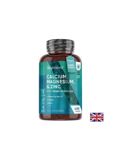 Калций + магнезий + цинк + витамин Д3 х 400 таблетки Weight World