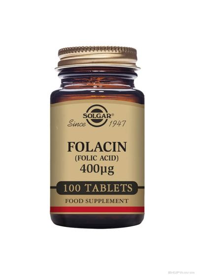 ФОЛАЦИН (Фолиева киселина) 400мкг х 100 таблетки СОЛГАР | FOLIC ACID SOLGAR
