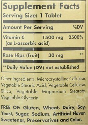 ВИТАМИН Ц 1500мг (+ екстракт от шипка) 90 таблетки СОЛГАР | VITAMIN C SOLGAR