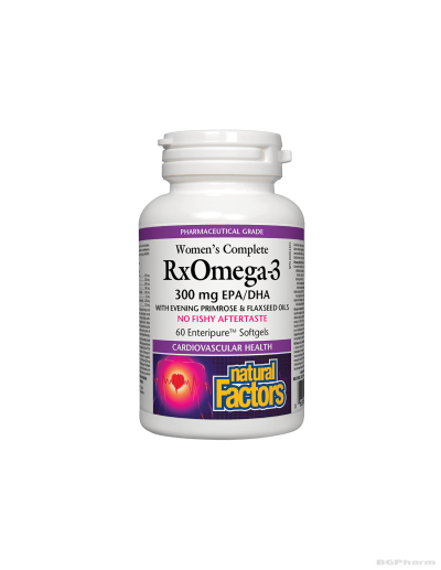 RxOmega-3 за жени - Рибено, ленено + масло от вечерна иглика 60 капсули Natural Factors