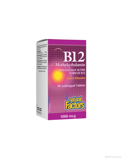 Витамин Б12 (метилкобаламин) 1000мкг 90 сублингвални таблетки Natural Factors | Vitamin B12