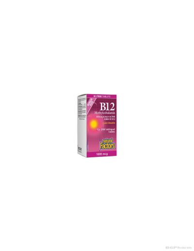 Витамин Б12 (метилкобаламин) 1000мкг x 210 сублингвални таблетки Natural Factors | Methylcobalamin