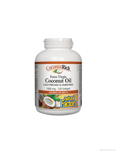 Кокосово масло 1000мг x 120 капсули Natural Factors | CoconutRich™ Coconut Oil Extra Virgin