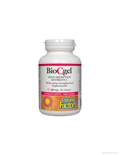 Витамин Ц 500 mg (калциев аскорбат) х 90 капсули Natural Factors | Vitamin C BioCgel™