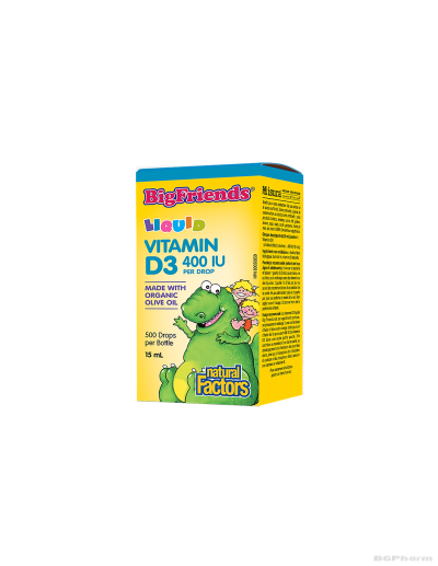 Витамин Д3 за деца 400 IU x 15 ml/ 500 дози течен Natural Factors | Vitamin D3 Big Friends®