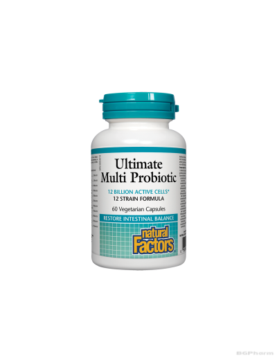 УЛТИМАТ Мулти пробиотик 12 щама, 12 млрд. х 60 капсули Natural Factors |Ultimate Multi Probiotic