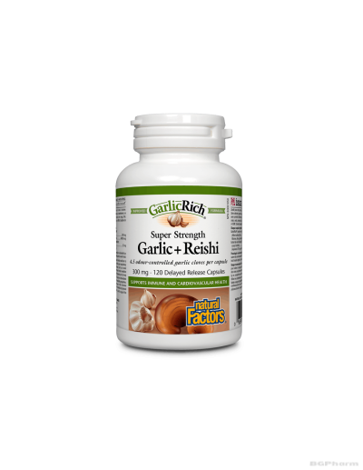 Чесън супер концентрат + Рейши x 120 капсули Natural Factors | Super Strength Garlic+Reishi