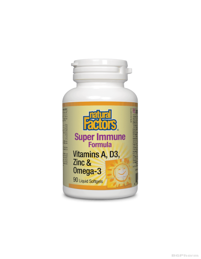 Имунитет: Витамин А, Д3,цинк и омега-3 х 90 капсули Natural Factors | Super Immune Formula