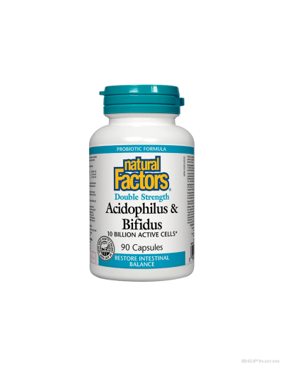 Ацидофилус бифидус Двойна сила, 10 млрд. пробиотици х 90 капсули Natural factors