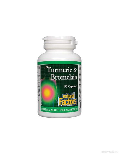Куркума и Бромелаин х 90 капсули Natural Factors | Turmeric & Bromelain