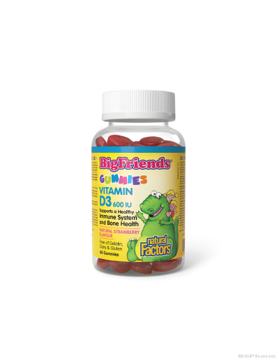Витамин Д3 600 IU х 60 желирани таблетки (ягода) Natural Factors | Big Friends