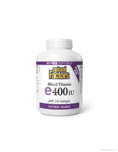 Витамин Е 400IU (токофероли микс) х 240 капсули Natural Factors