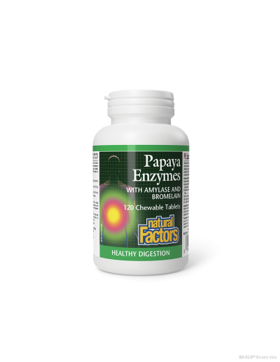 Папая Eнзими + Амилаза и Бромелаин х 120 дъвчащи таблетки Natural Factors