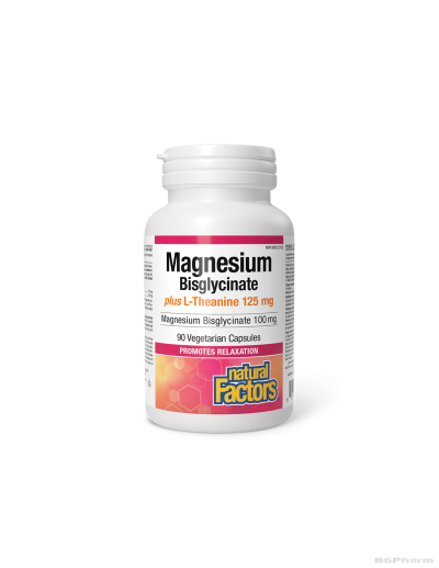 Магнезий (бисглицинат) 100мг + Л-Теанин 120мг х 90 капсули Natural Factors