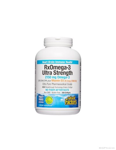 Rx Omega-3 Ultra Strength 2150 mg + Витамин D3 1000 IU, 150 софтгел капсули