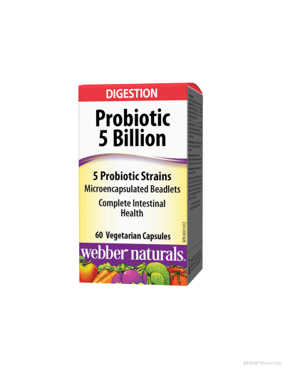 Пробиотик 5 щама, 5 млрд. активни пробиотици х 60 капсули Webber Naturals