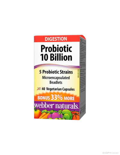 Пробиотик 5 щама, 10 млрд. активни пробиотици х 40 капсули Webber Naturals