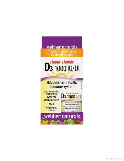 Витамин Д3 течен 1000IU x 25мл 100 дози Webber Naturals | Vitamin D3