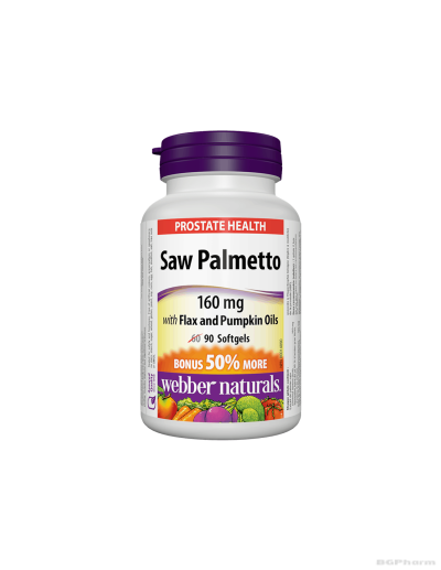 Сао палмето + ленено и тиквено масло 440мг х 90 капсули Webber Naturals