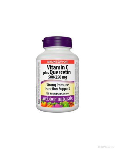 Витамин Ц 500мг + Кверцетин 250мг х 100 капсули Webber Naturals | Vitamin C + Quercetin
