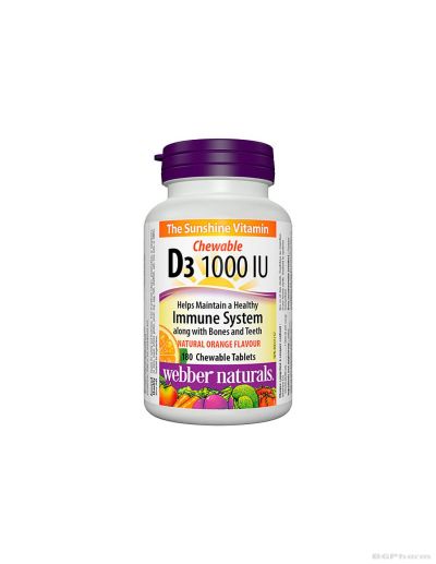 Витамин Д3 1000IU х 180 дъвчащи таблетки Webber Naturals | Vitamin D3 Cholecalciferol