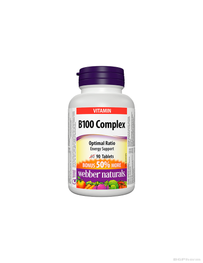 Витамин Б-Комплекс B100 (максимум доза) х 90 таблетки Webber Naturals | B-Complex