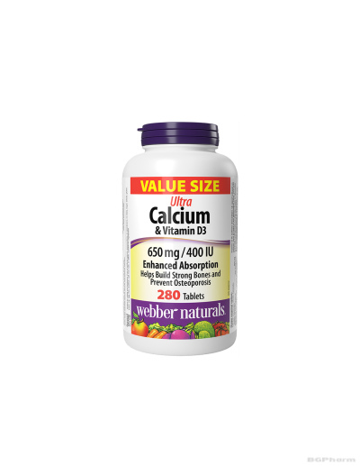 Ултра Калций 650мг + Витамин Д3 400IU х 280 таблетки Webber Naturals | Calcium + D3