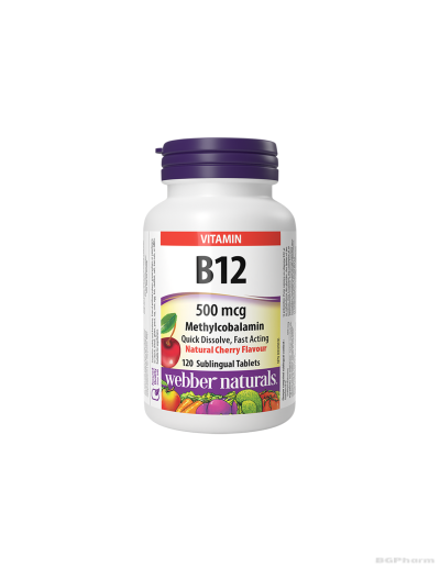 Витамин Б12 500мкг х 120 сублингвални таблетки Webber Naturals | Vitamin B12