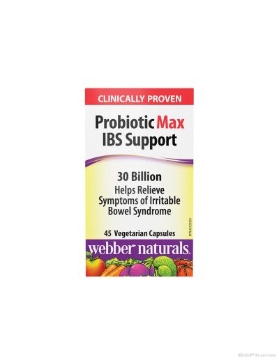 Пробиотик Max IBS Support (синдром на раздразнените черва), 30 млрд.х 45 капсули Webber Naturals