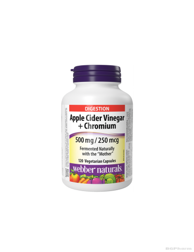 Ябълков оцет 500мг + Хром 250мкг х 120 капсули (за отслабване) Webber Naturals
