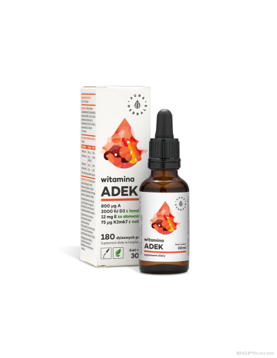 Витамин А, К2, Д3 и E комплекс х 30мл капки Aura Herbals (имунитет, кости, стави, коса, кожа, нокти)