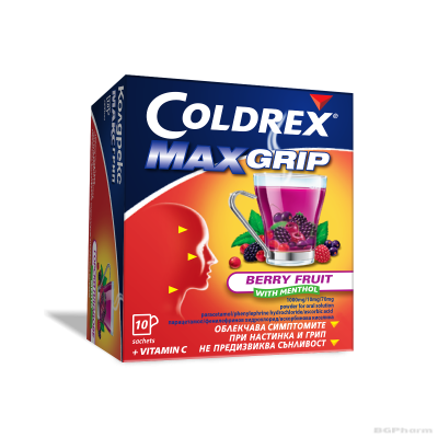 КОЛДРЕКС МАКСГРИП Горски плод и мента х 10 сашета PERRIGO (грип, настинка)
