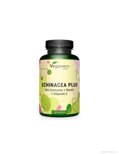 Ехинацея + Куркума, Рейши и Витамин Ц за имунитет х 120 капсули Vegavero