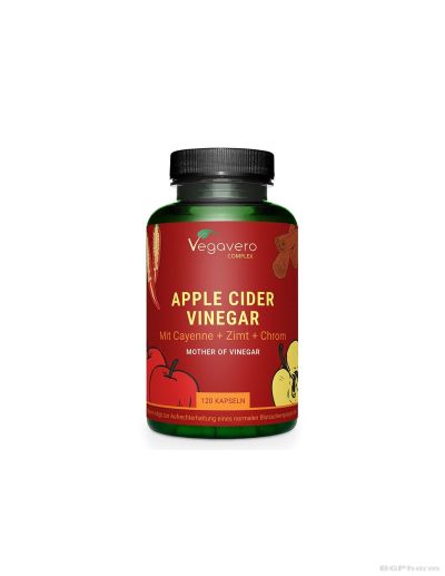 Ябълков оцет + лют червен пипер, канела и хром х 120 капсули за отслабване и детокс Vegavero